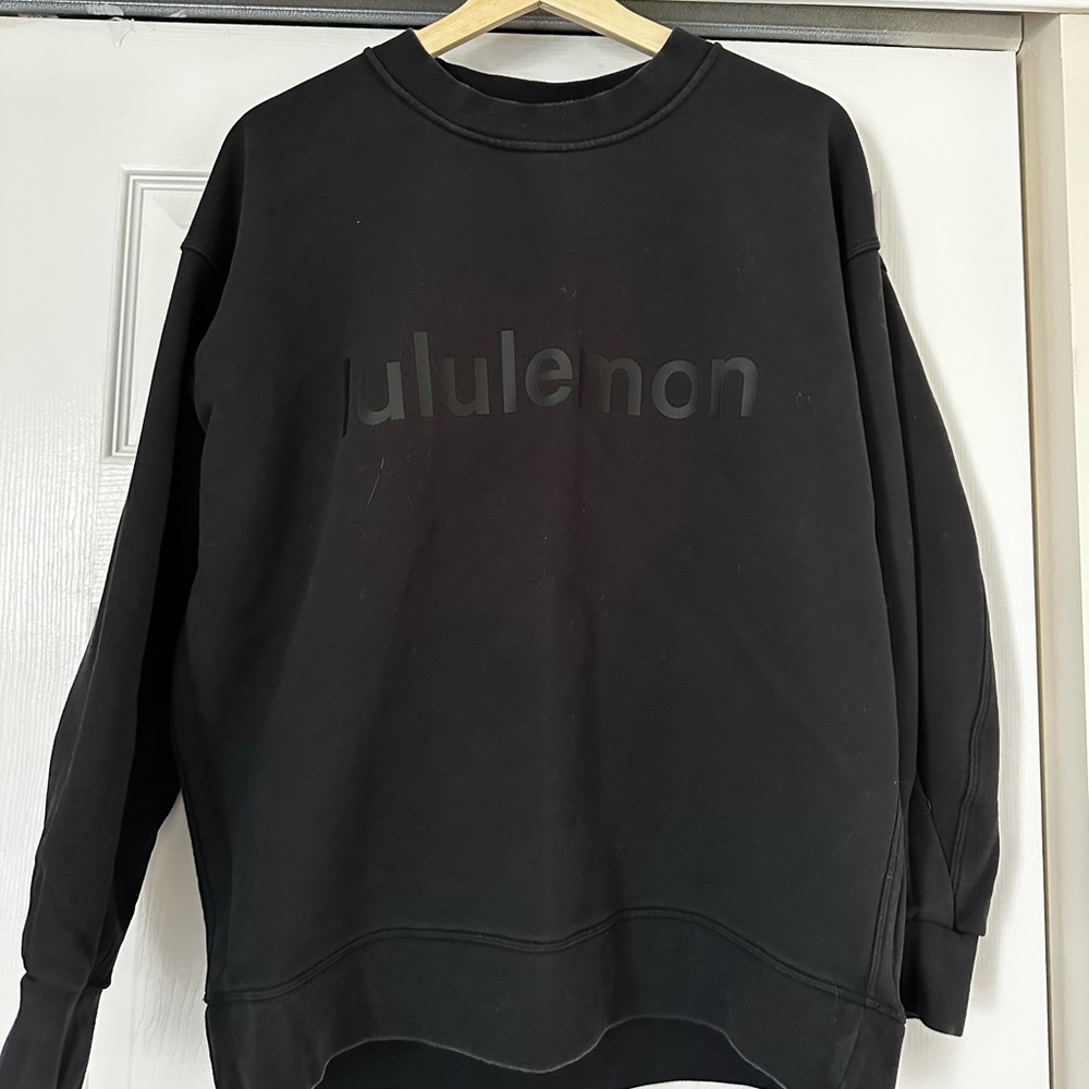 lululemon athletica Black Crewneck Logo Sweatshirt